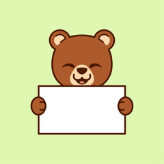 Obraz na płótnie Canvas Cute Bear Holding a Blank Sign