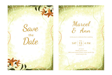 Set of pastel color vector watercolor floral wedding invitation cards