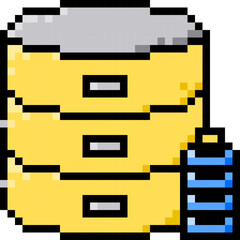 Database Battery, Data, Charge, Pixelart Art, Server Collection Set. 