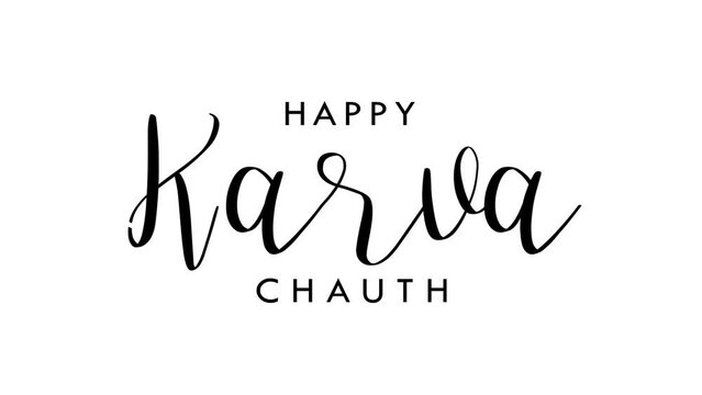 Happy Karva Chauth Text Animation on Black Color. Excellent for banners, social media feed wallpaper stories, and Karva Chauth celebrations
