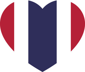 Naklejka premium Red, white and blue colored heart icon, as the colors of Thailand flag. Flat design illustration. 