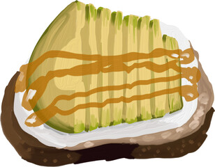 avocado honey toast cute oil brush painting coffee bakery and tea set