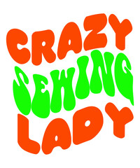 Crazy Sewing Lady Retro SVG