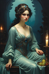 Fototapeta premium Mystery girl in the dark night
