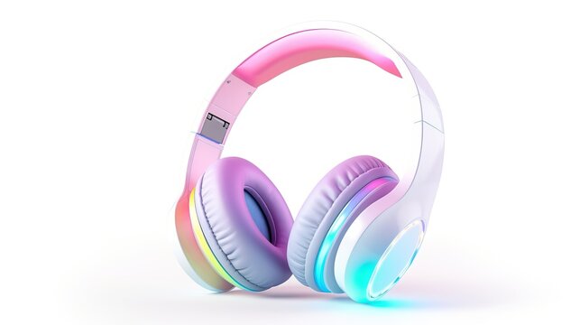 Modern Pastel-Colored Wireless Headphones Isolated on White