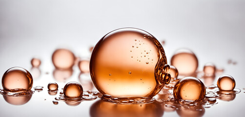 Air bubbles for cosmetics product on white background