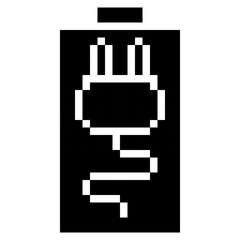 Plug, Charge, Pixelart Art, Electric, Line Collection Set. 