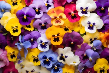 Fotobehang pansies as a floral background. natural multicolored backdrop. © MaskaRad