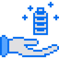 Obraz premium Battery, Charge, Pixelart Art, Wink, Powerfull Collection Set. 