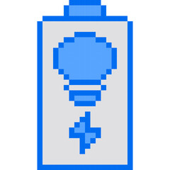 Lamp, Charge, Pixelart Art, Power, Electric Collection Set. 