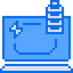 Obraz premium Laptop Battery, Power, Charge, Pixelart Art, Notebook Collection Set. 