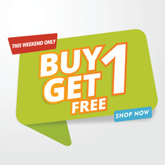 Buy 1 Get 1 Free. sale banner template green 