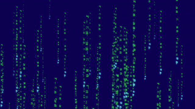 Blue background with Hebrew characters as matrix operating system digital rain code - Bible text from Ezekiel's prophecy about Gog from the land of Magog