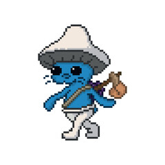 Blue smurf, pixel art meme