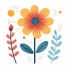 Rolgordijnen Cute, whimsical flower. Children's illustration. © August