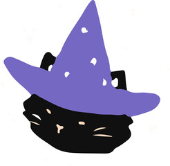 Fototapeta premium cat magic in a hat witch hat cartoon cute Halloween 