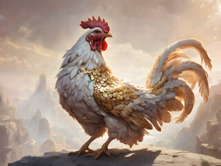 Rooster in ancient mythology created with artificial intelligence