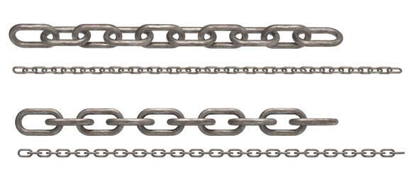 Seamless metal chains or linked metallic chains. Png transparency - obrazy, fototapety, plakaty