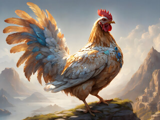 Rooster in ancient mythology created with artificial intelligence