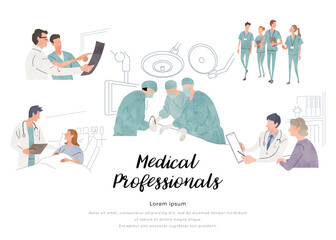 ベクターイラスト素材：医療現場に携わる人物
