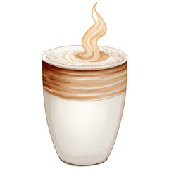 Fresh hot coffee beverage in mug Autumn illustration