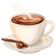 One Cup of coffee with milk Autumn illustration