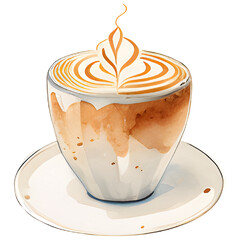 One Cup with cappuccino coffee illustration