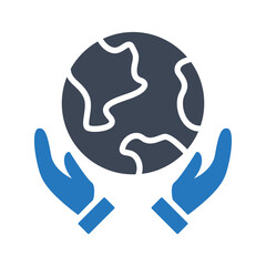 Planet earth care vector icon