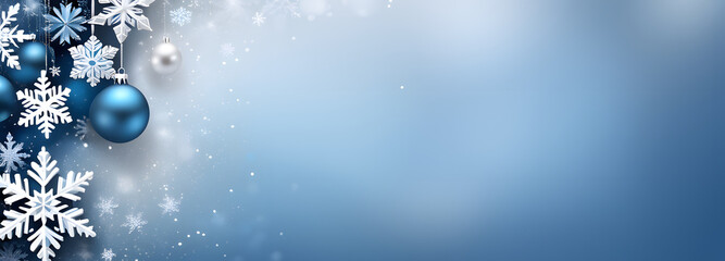 Obraz na płótnie Canvas blue christmas background with snow flake decoration, copy space