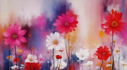 emprisionist Abstract painting of flowers, for posters, covers, prints, interior art, and wall art. 