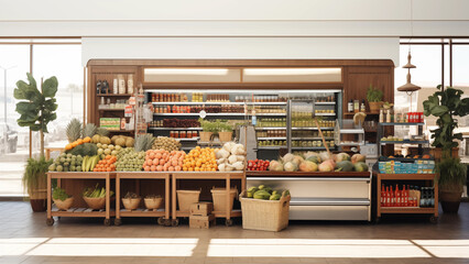 Clean, white background enhances grocery store's freshness