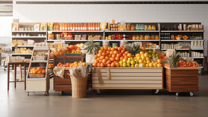 Shelves stocked with various food items showcase the store's wide selection and cater to diverse tastes and preferences