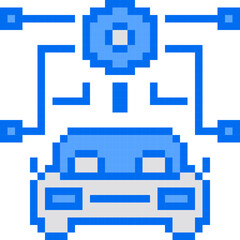 Configuration, Car, Pixelart Art, Machine, Setting Collection Set. 
