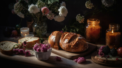 Obraz na płótnie Canvas bread and flowers