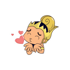 Indonesia Javanese hero character Ghatotkacha, give a kiss pose