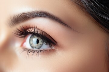 Fototapeta premium advertising photography of beautiful natural eyelashes profile, subtle elegant makeup