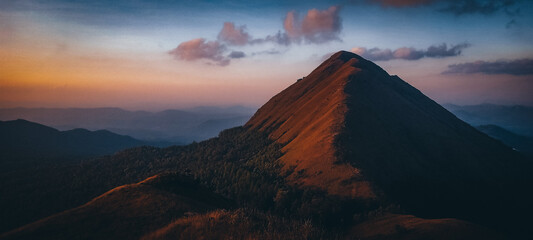 sunset in the mountains,the beautiful mountain and sky,landscapes - obrazy, fototapety, plakaty