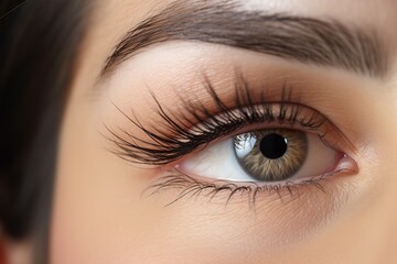 Fototapeta premium advertising photography of beautiful natural eyelashes profile, subtle elegant makeup