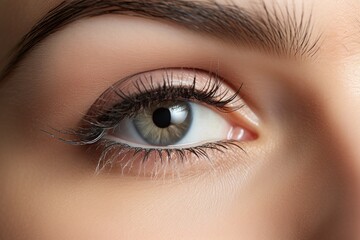 Fototapeta premium advertising photography of beautiful natural eyelashes profile, subtle elegant makeup