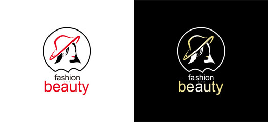 Women's fashion hat logo design, symbol of women's beauty accessories