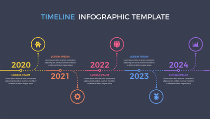 Timeline - infographic template with five elements with place for your icons and text, vector eps10 illustration - obrazy, fototapety, plakaty