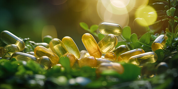 Organic Supplements with Vitamin E and Omega-3  Healthy Living with Herbal Organic Capsules 