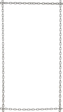 Vertical rectangle frame crafted in  from metal chains, presented in 9:16 layout, available in PNG format with a transparent background.