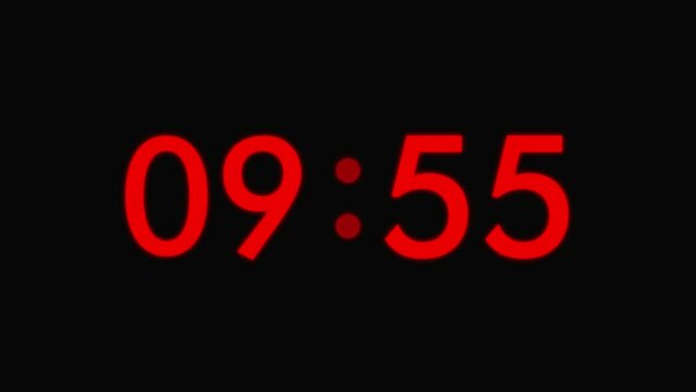 10 minutes countdown timer animation 4k, red countdown timer