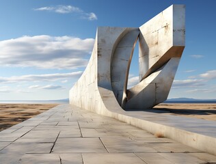 Modern building with geometric ornament on roof