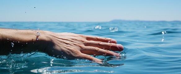 Crop person swimming in sea