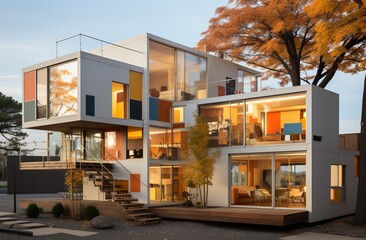 Exterior of modern residential building
