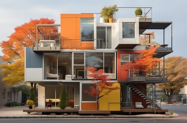 Exterior of modern residential building