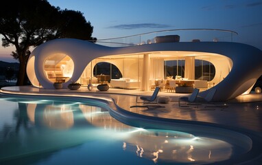 Swimming pool in modern hotel