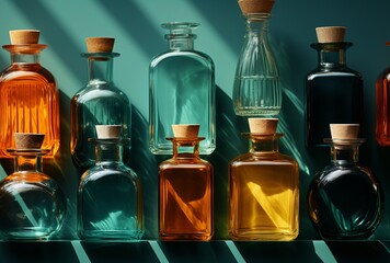 Set of bottles with alcohol